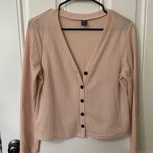 SHEIN Light Pink Button-Up Cardigan